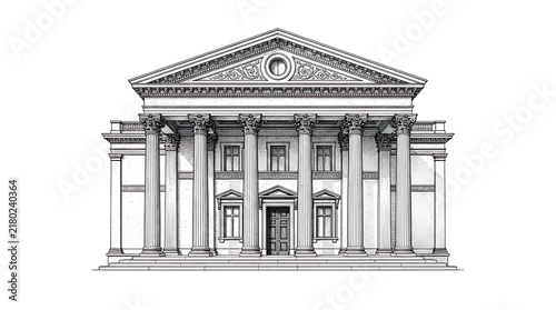 Obraz na płótnie Neoclassical building facade illustration