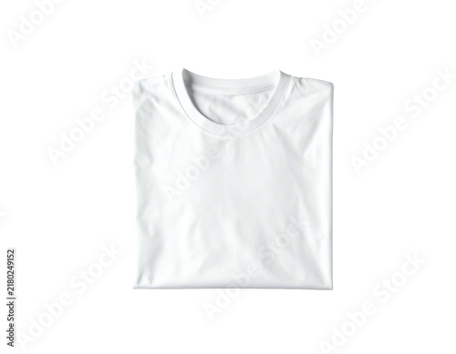 Folded white t-shirt on black background.