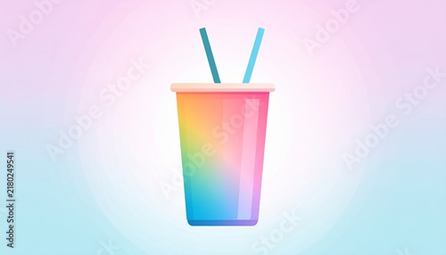 Colorful Gradient Drink Cup with Straw | Vibrant Beverage Illustration