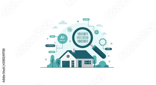 AI Real Estate Appraisal and Digital Property Data Analysis Illustration