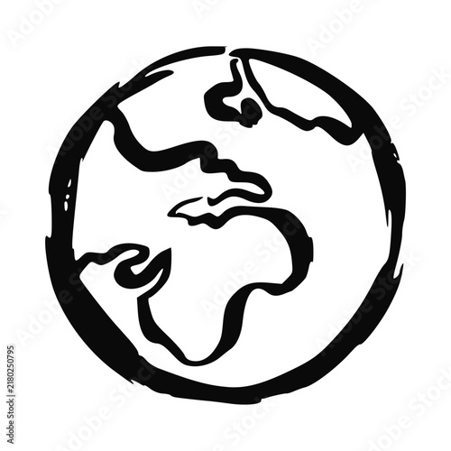 Hand Drawn Earth Globe Icon Illustration