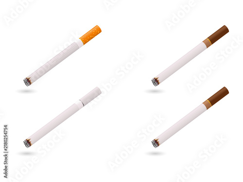 Фотография Four cigarettes on a transparent background for smoking cessation ads