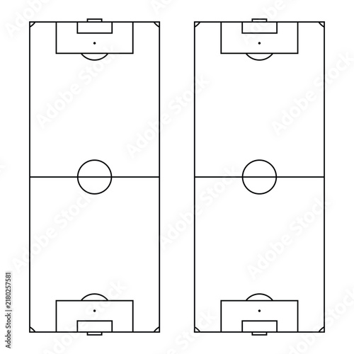 Soccer field top view line art template for tactical planning layouts and sport game presentations