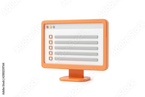 Cartoon Orange Computer Monitor Displaying A Simple List with Checkboxes