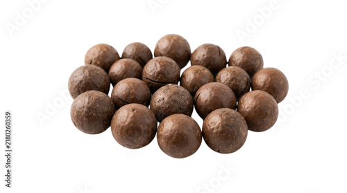A pile of macadamia nuts isolated on transparent background