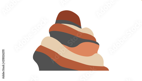 Abstract minimalist landscape illustration of layered red rock canyon mountains under a clean background.