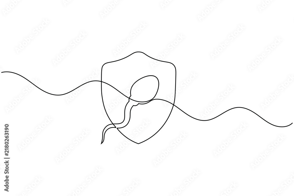 Obraz premium Sperm icon reproductive system continuous one line art clean illustration