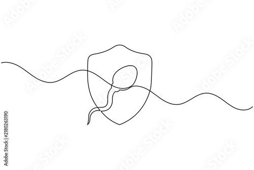 Foto Sperm icon reproductive system continuous one line art clean illustration