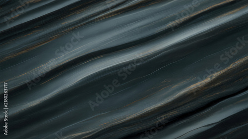 Dark teal and gray wavy lines create an abstract fluid pattern