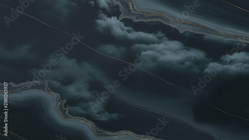 Dark marbled agate pattern with gold veins creates a luxurious background texture