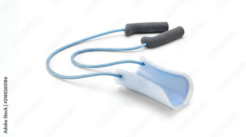 Obraz premium Blue fitness skipping rope with ergonomic handles and protective sleeve
