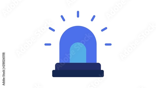 Flashing blue siren light animation isolated on white background