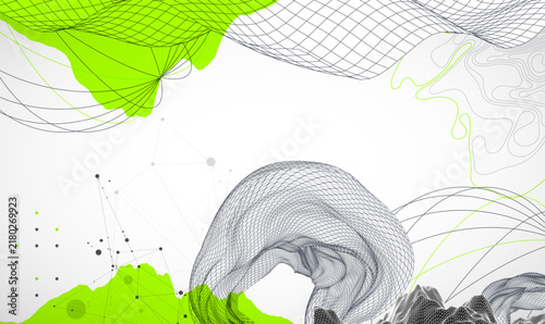 Abstract art wireframe background. Modern science or technology art elements. Surface illustration. Vector.