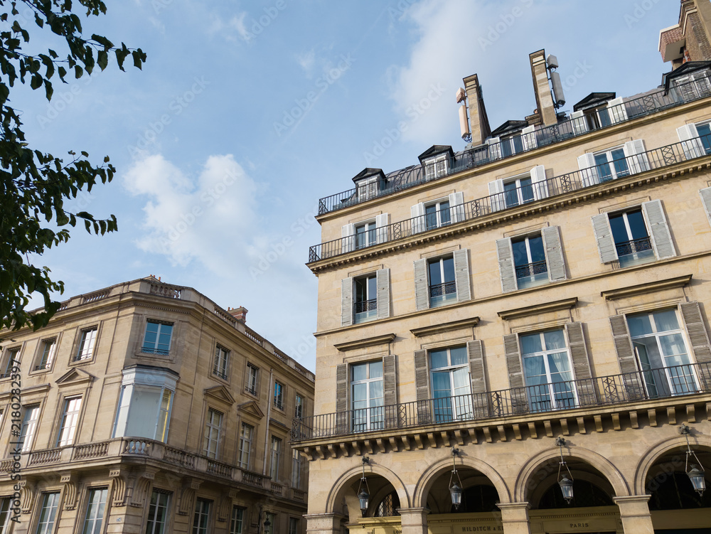 Obraz premium Classic Haussmann architecture with balconies and windows defining the historic Paris cityscape