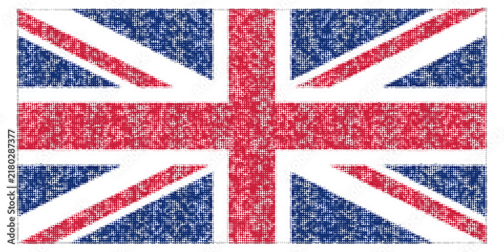 Fototapeta premium United Kingdom Flag ASCII Art Text Typography on Transparent Background, Union Jack British National Flag Digital Lettering Illustration