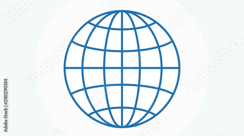 Blue Globe Icon Representing Global Network Connectivity.