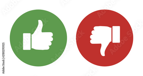 Bild auf Leinwand Two simple modern icons representing positive and negative feedback with thumbs
