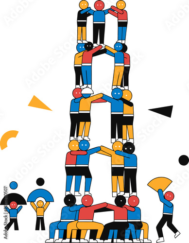 Catalan Human Tower Castellers Festival Vector