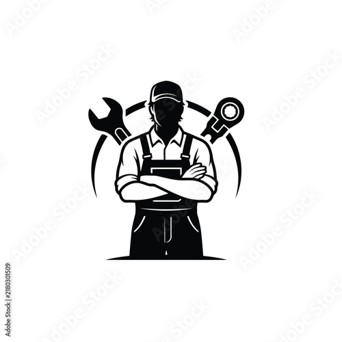 Mechanic Worker Icon – Minimalist Technical Expertise Symbol
