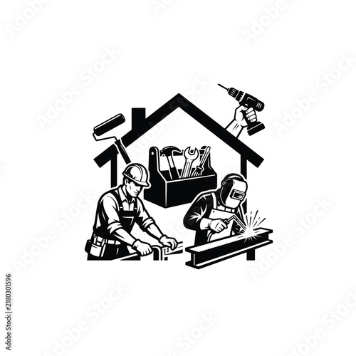 Construction Icon – Minimalist Home Improvement Symbol