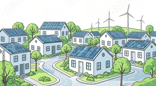 Eco-friendly village with renewable energy sources