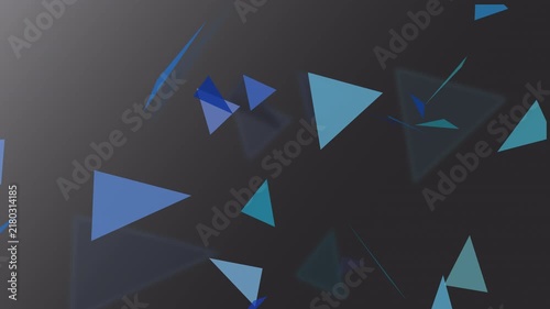 Floating blue geometric fragments on a dark futuristic background
