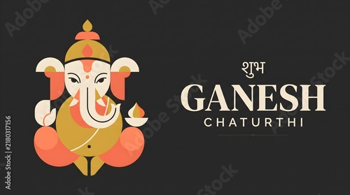 Modern Minimalist Ganesha Illustration for Ganesh Chaturthi Celebration