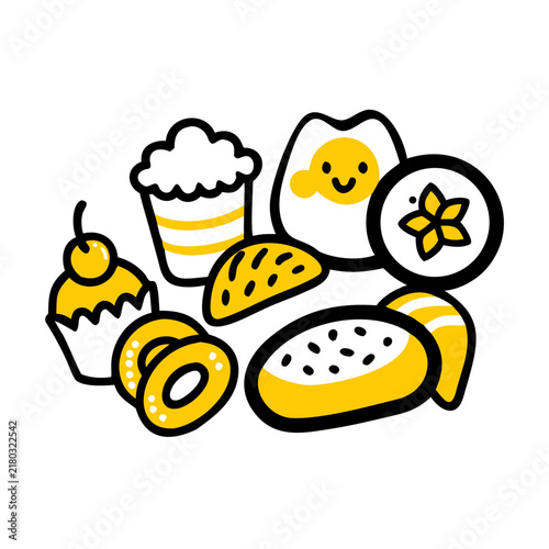 Cute Bakery and Pastry Hand Drawn Food Illustration