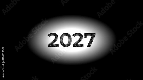 2027 New Year Concept with Glowing White Light on Black Background