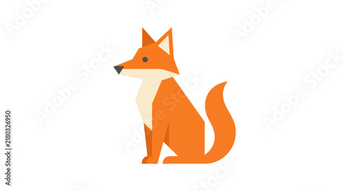 Bild auf Leinwand Minimalist Geometric Orange Fox Illustration Isolated on White