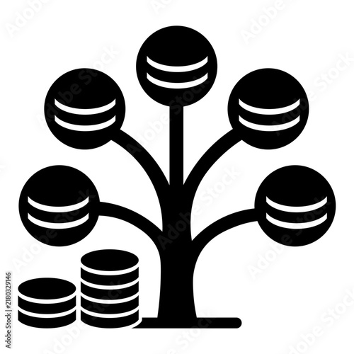 Money Tree with Coin Stacks Wealth Growth Icon