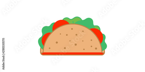 Quadro su tela Mexican taco fast food icon with crispy shell meat lettuce tomato ingredients for lunch menu design or snack cafe display