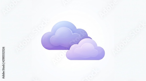 Cloud Computing Concept with Purple Cloud Icons on White Background
