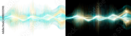 Fotografía Abstract sound wave visualization with glowing blue and gold light