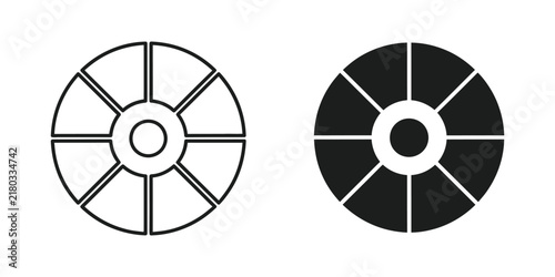 Abstract color wheel with eight segments in outline and solid fill against a white backdrop