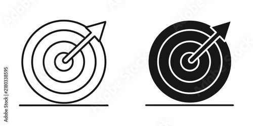 with arrow symbol in outline and solid style on white background representing business goals