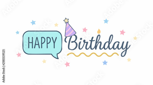 Cute Happy Birthday greeting card design with festive elements