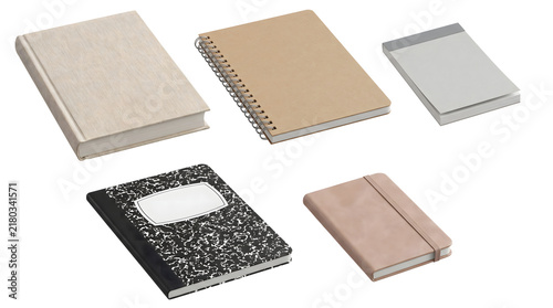 Plakat Blank Notebooks Set Isolated on Transparent Background