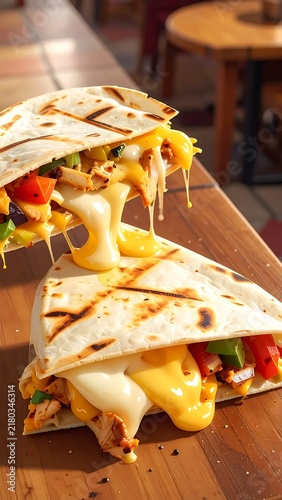 Close up of delicious loaded nachos with toppings.