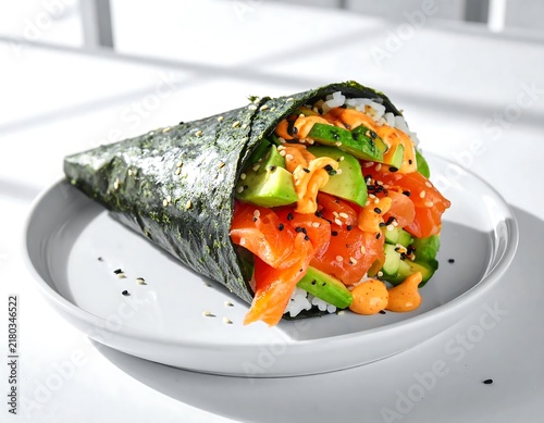Fresh vegetable salad in white bowl on marble.