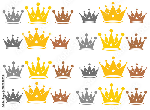 Gold Silver And Bronze Crown Vector Icons For Game Rankings