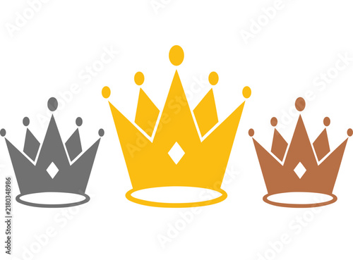 Gold Silver And Bronze Vector Crown Icons For Competition Rankings