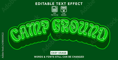 Editable graphic text effect camp ground styles
