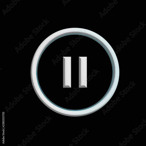 3D audio player control button symbol Black background