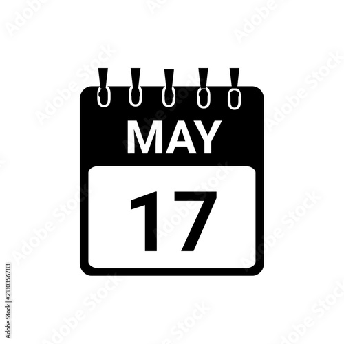 May 17 Calendar date Vector icon Illustration. Day calendar with date may 17. Checklist day calendar.