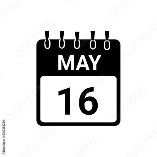 May 16 Calendar date Vector icon Illustration. Day calendar with date may 16. Checklist day calendar.