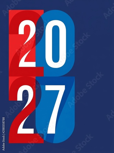 Vibrant graphic design showcasing year 2027 in bold colors celebrating arrival new year