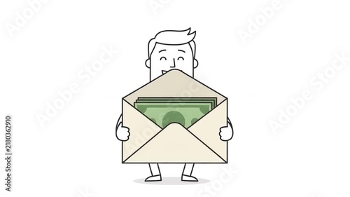 2d animation envelope and money finance and business concept