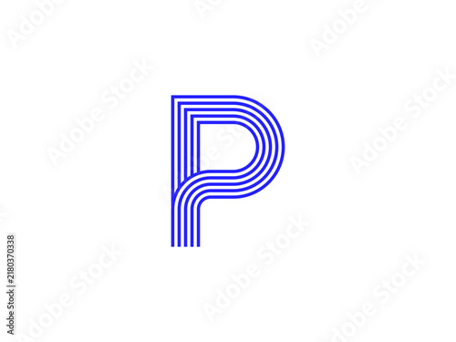 letter line  p logo with 3d leyer design for manufacturing and 3d printing company