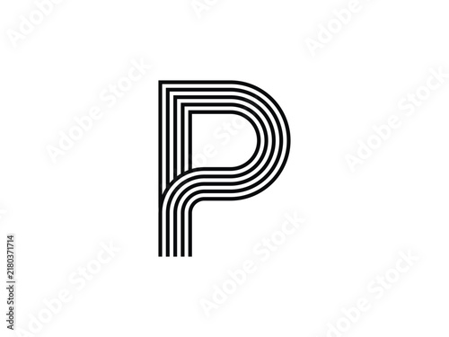 letter line  p logo with 3d leyer design for manufacturing and 3d printing company